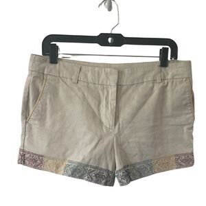 Artisan NY Woman’s Embroidery Detail Chino Shorts Beige Size  6